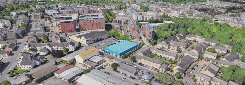 Existing site aerial view looking West
